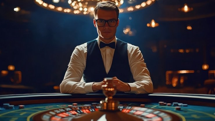 Antarmuka aplikasi mobile turkitoto dengan meja dealer langsung blackjack dan roulette